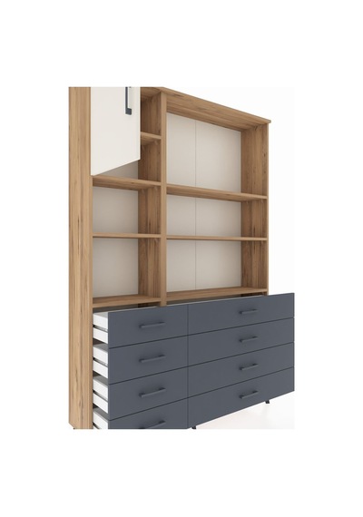 Arges Dolap 7 Raflı 8 Çekmeceli Tek Kapaklı 132x30x195 Çam-aytaşı/antrasit Aytası/antrasıt Arges Dolap 7 Raflı 8 Çekmeceli Tek Kapaklı 132x30x195 Çam-aytaşı/antrasit Aytası/antrasıt