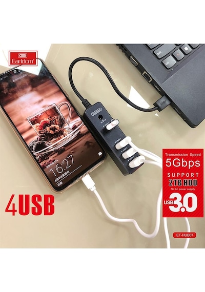 Peeq Earldom Hub07 Tak Çalıştır 3 Adet Usb 2.0 Ve 1 Adet Usb 3.0 Çıkışlı Usb Çoklayıcı
