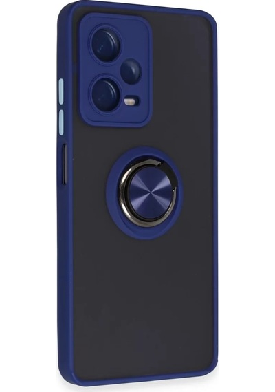 Newface Xiaomi Redmi Note 12 5g Kılıf Montreal Yüzüklü Silikon Kapak - Lacivert