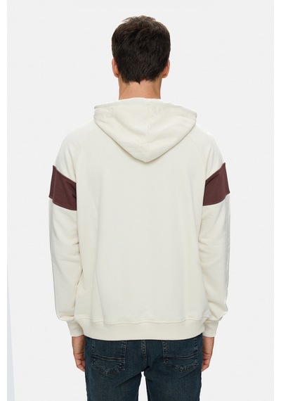 UCLA Orson Kemik Rengi Kapüşonlu Pamuklu Nakışlı Oversize Erkek Sweatshirt