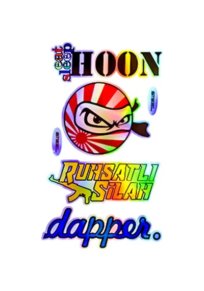 Eat Sleep Hoon Ruhsatlı Silah Dapper Yazılı Hologram Efektli Arka Cam Stickeri 30x20cm