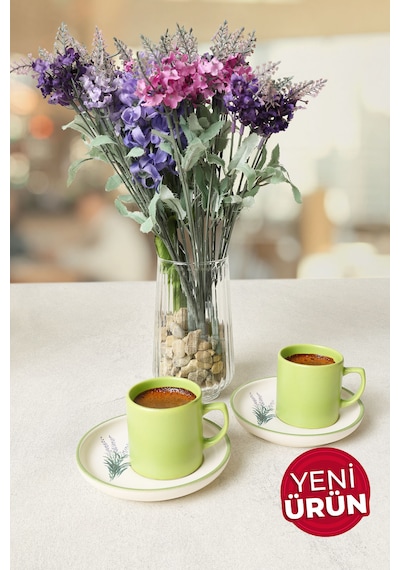 Elegant Blossoms Yeşil Kahve Takımı 4 Parça 2 Kişilik 21788
