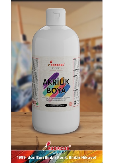 Red Rose Beyaz Akrilik Boya 500  G