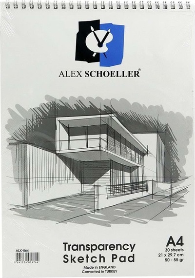 Alex Schoeller Eskiz Blok Transparan Spiralli 50-55Gr A4 30 Yapra