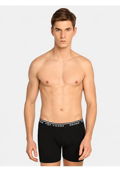 Seher Yıldızı Likralı Erkek Boxer 12'li Siyah