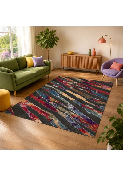 Kartela Halı Aira Halı Kaymaz Taban Makinede Yıkanabilir Halı Antrasit - 80 X 120 Cm