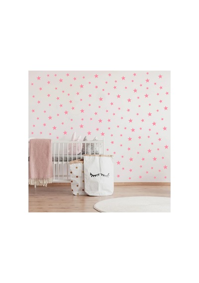 - 3-4-5cm Ebatlarında Karışık 112 Adet Bebe Pembe Yıldız Sticker Nocolor-c8484b42