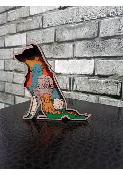 Dekoratif 3d Köpek Figürlü Katmanlı Masa Süsü Biblo