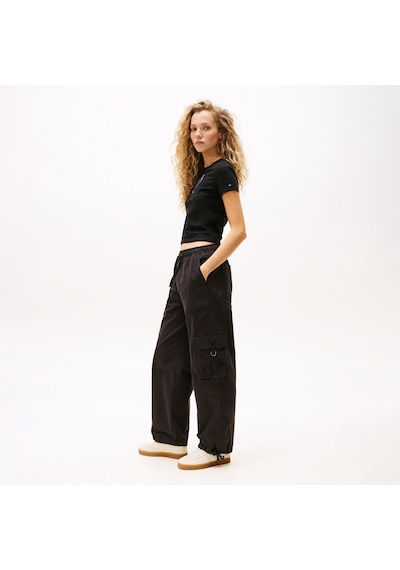 Tommy Hilfiger Loose Cargo Kadın Siyah Pantolon Dw0dw20995 Siyah