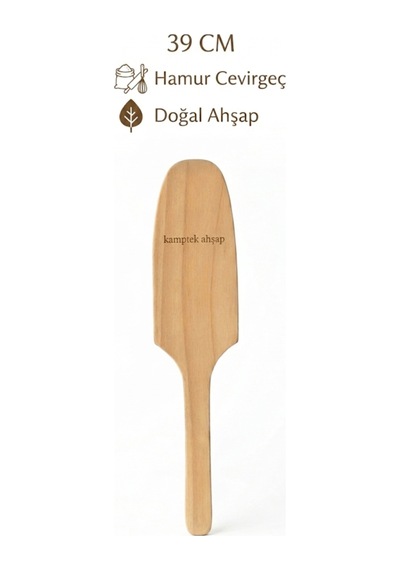 Kamptek Ahşap Hamur Çevirme Spatulası - 39 Cm Büyük Boy Yufka Ve Gözleme Spatulası Ahşap
