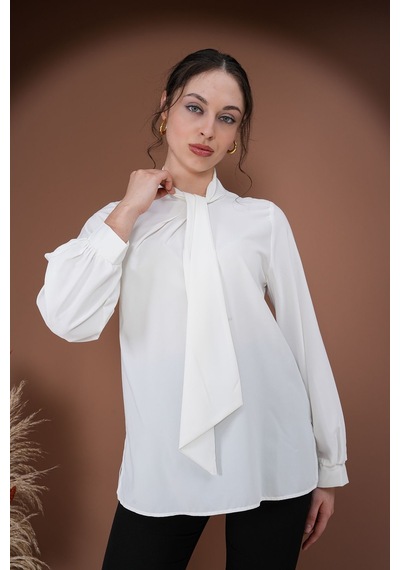 Rima Elegance Bağlamalı Bluz Beyaz