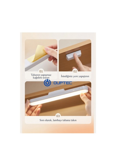 Şarjlı Led Işık Usb Şarjlı Kablosuz Mıknatıslı Led Lamba 3 Farklı Işık Rengi Aplik Çok Renkli - 867047132 Çok Renkli