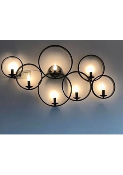 Mylights Retro Halka Aplik Rustik Aplik Siyah