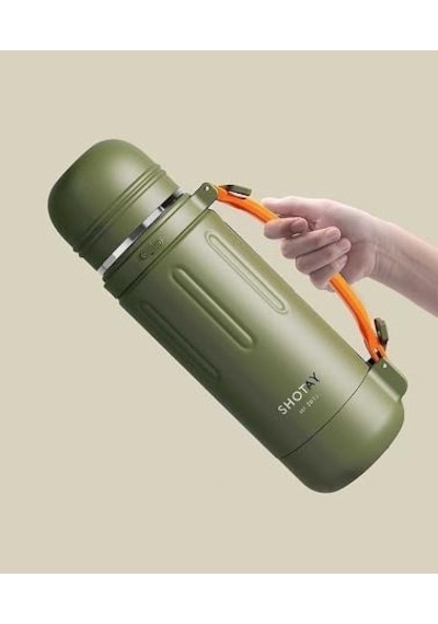 Shotay Durable Çelik Termos Matara 1500ml Yeşil Yeşil