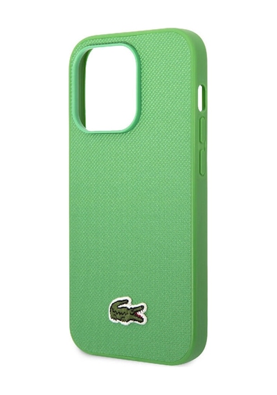 Apple Uyumlu iPhone 14 Pro Kılıf Lacoste Lisanslı Pu Pike Desenli İkonik Timsah Dokuma Logolu Siyah