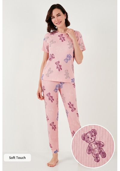 Lela Regular Fit Kısa Kollu Bayan Pijama Takımı 65740104 Pembe