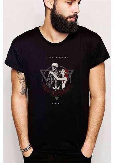 G Eazy And Halsey Him And Baskılı Siyah Erkek Tshirt