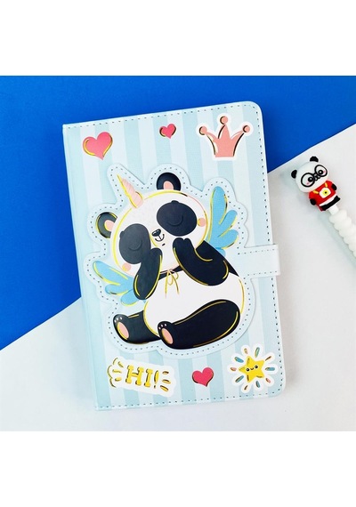 Panda Tasarımlı Kabartma Kapaklı Defter Çok Renkli