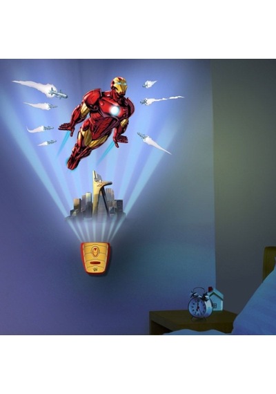 Avengers Iron Man Sesli Oda Işığı ve Duvar Kağıdı Seti Çok Renkli