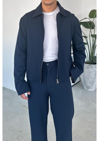 Lacivert Premium Relaxed Fit Boxy Ceket Lacivert