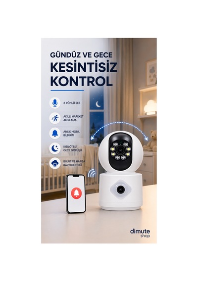 Int-cmr41 2mp Çift Lens Bebek Kamerası 2 Yönlü Ses, Mobil Uygulama Destekli Güvenlik Kamerası - 825457699