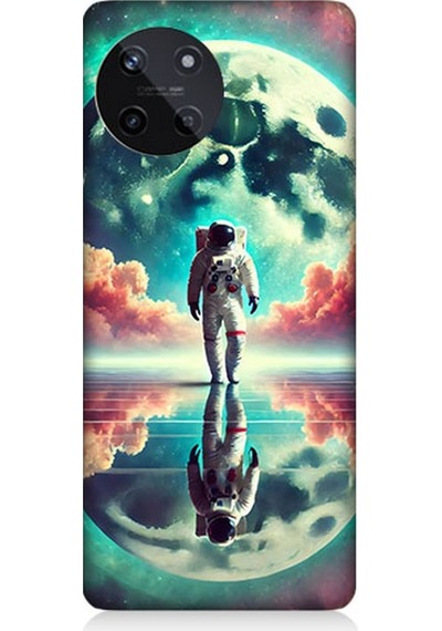 Realme 11 4g Uyumlu Ay Yolu Astronot Yolculuğu Desenli Silikon Kılıf Çok Renkli