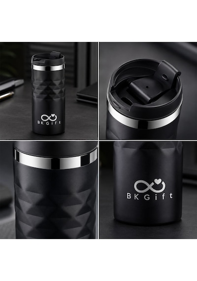 Bk Kurumsal Logonuza Özel 5 Adet 5340 Çelik Kupa 300 Ml Termos Özellikli Kurumsal Mug Siyah Beyaz