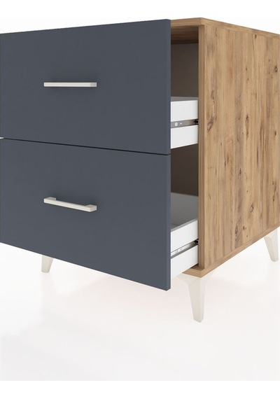 Kronos Komodin 2 Çekmeceli 60x59x80 Çam-antrasit Atlas Çam