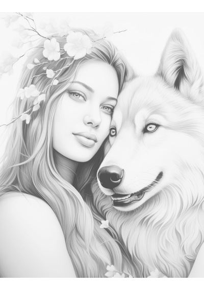 Anime Güzel Kız İle Köpeği Boyama Kitabı 100 Tam Sayfa
