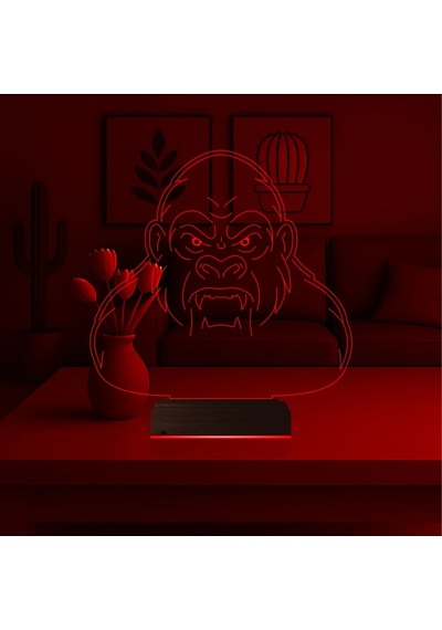 Luvivia Goril Gorilla 3d Lamba - Masa Gece Lambası V2 Şeffaf