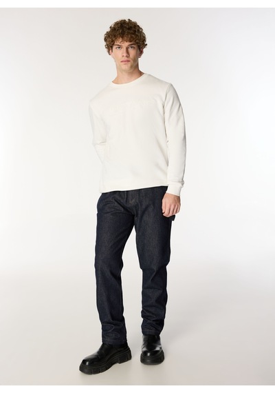 Mustang Beyaz Erkek Bisiklet Relaxed Baskılı Sweatshirt M4wm-swt-1819 Ekru