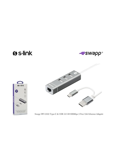 S-Link Swapp Sw-U222 Type-C  Usb 2.0 10-100Mbps