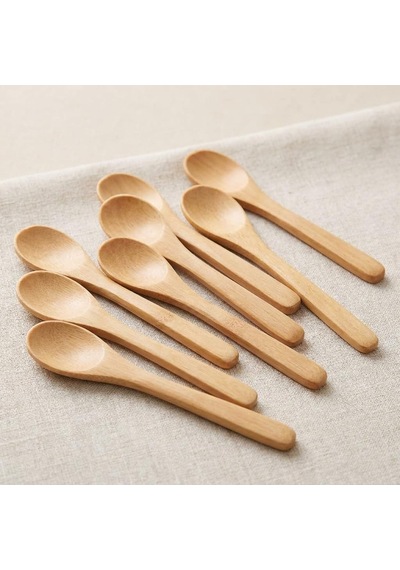 12'li Bambu Mini Kaşık Seti 13 Cm, Baharat, Bal, Reçel, Kahve Ve Servis Kaşığı, Küçük Kavanozlar İçin Doğal