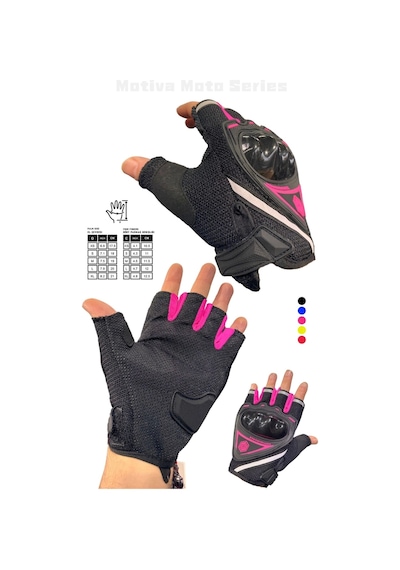 Lenscape Pembe Kısa Yarım Parmak Kadın Motosiklet Eldiveni Mw120p