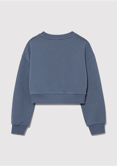 Mavi - Mavi Logo Baskılı Mavi Crop Sweatshirt 7s10078-70871 Mavi