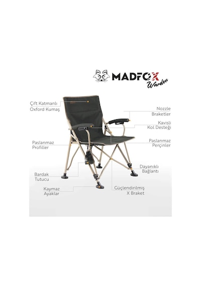 Madfox Warden Katlanır Kamp Sandalyesi Yeşil