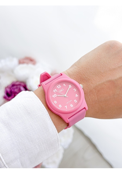 Q&q Renkli 10 Atm Su Geçirmez Unisex Kol Saati Pembe