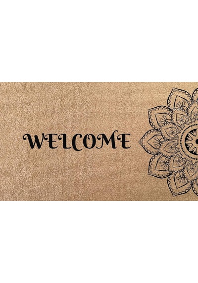 Kaymaz Tabanlı Velür Coco Kapı Paspası Mandala Baskı 45x75 Cm Kalın 032 Diğer