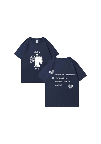 Flood Of Style Rapçi Milo J T Shirt 111 Albümü Merch Baskı T-shirt Erkekler Kadınlar Saf Moda Kalça Hopt-shi Lacivert