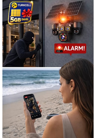 Esvision 7021 4 Kameralı 4g Çift Solar Panel 16x Zoom Dual Batarya Hieasy Aov Sürekli Kayıt Gece Görüş Çift Yönlü Ses Turkcell Sim Kart