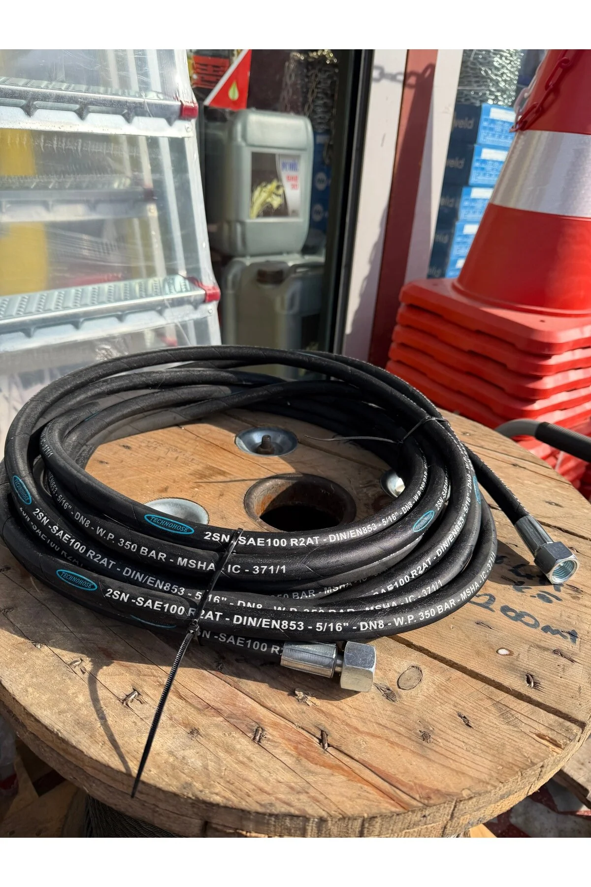 Technohose R2at 10 Metre Çelik Örgülü Yüksek Basınçlı Oto Yıkama Hortumu 5/16 Dn8 350 Bar