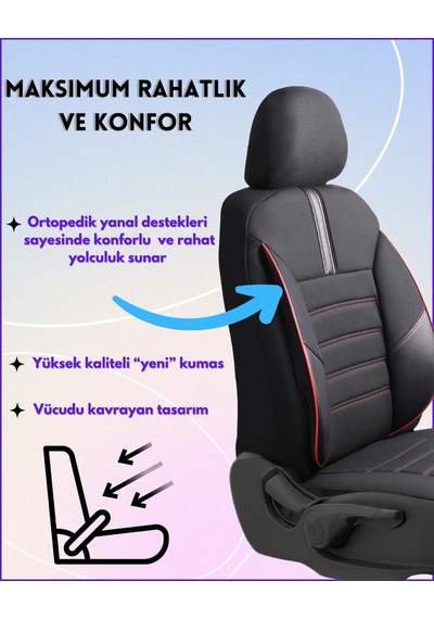 Z&c Maxtech Üniversal Her Araca Uyumlu Tam Takım Oto Koltuk Kılıfı Seti Star