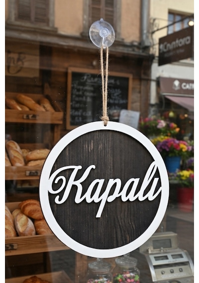Üç Katlı El Yazılı Modern Açık/kapalı Tabelası - Rebap Ahşap