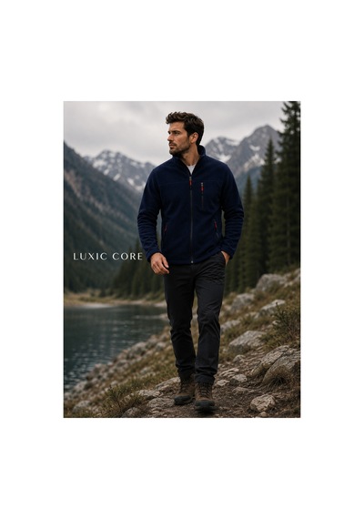 Luxıc Core Unisex Lacivert Polar Ceket Fermuarlı Soğuk Havalara Uygun, Rahat Ve Şık Tasarım