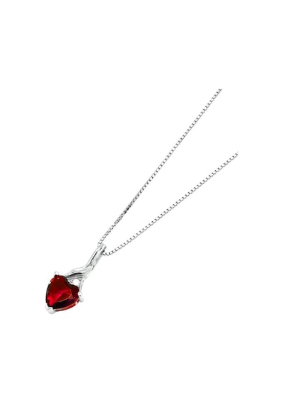 Brezza Lusso Jewelry Kırmızı Taşlı Kırılmaz Kalp Kadın Gümüş Kolye Gümüş