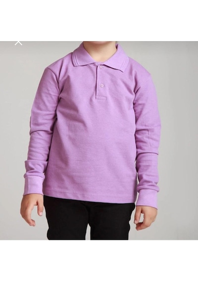 Dıgıl Kids Çocuk Polo Yaka Okul Tişörtü Uzun Kol Lila