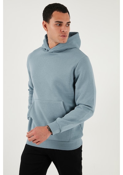Buratti Regular Fit Kapüşonlu Kanguru Cepli Içi Tüylü Yumuşak Şardonlu Erkek Sweat 5905281 Mavi