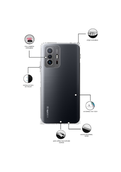 Xiaomi Mi 11T Pro 5G Tıpalı Kamera Korumalı Şeffaf Premier Kılıf