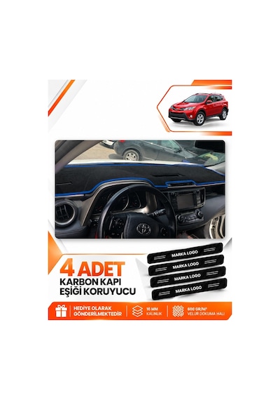 Toyota Rav4 2013-2018 Uyumlu Ön Torpido Koruma Kılıfı Halısı Koruyucu Örtüsü - Siyah Mavi