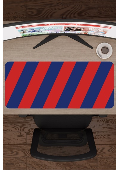 Kırmızı Lacivert 70x30 Xl Taraftar Gaming Oyuncu Mouse Pad Kaymaz Taban Büyük Fare Altlığı Şerit